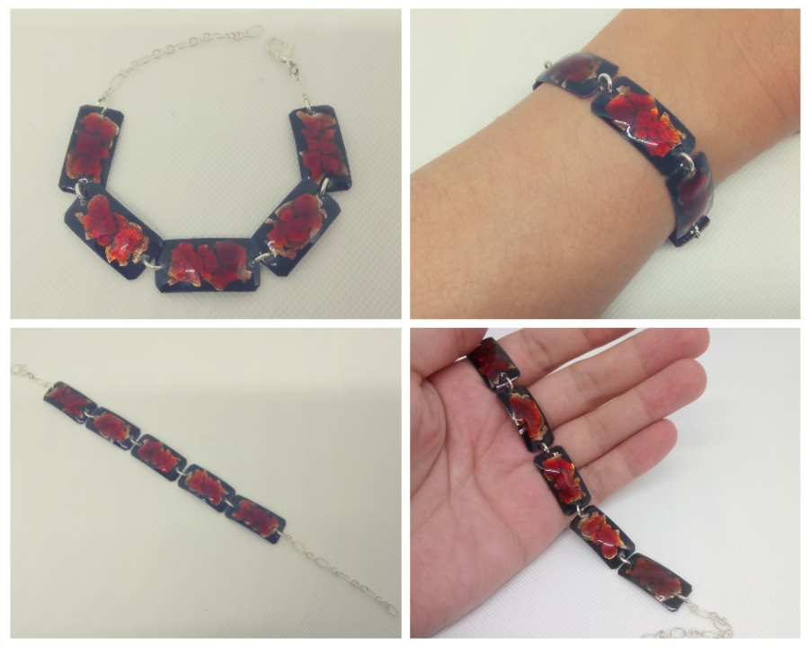 Bracelet Vintage En émail Cloisonné - Pièce D'art Rétro Authentique